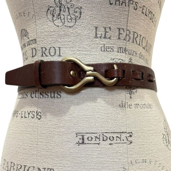 Vintage Leather & Brass Equestrian Hoof Pick Belt Sz 46 Brown Unisex